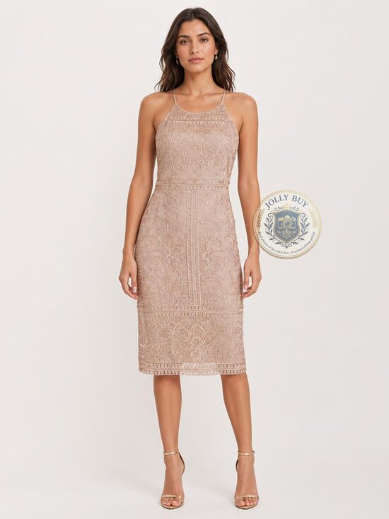 MARINA Dresses & Skirts - Marina Dress Guipure Lace Sexy Bodycon Sleeveless Frock, Peach, Size 14 NEW